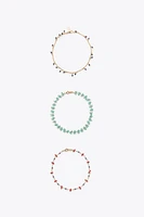 3-PACK OF BEADED ANKLE BRACELETS