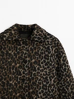 Veste courte imprimé animal en laine mélangée
