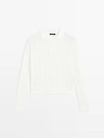 Pull en maille de coton mélangé à col polo