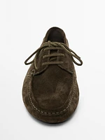 Mocassins bateau en croûte de cuir