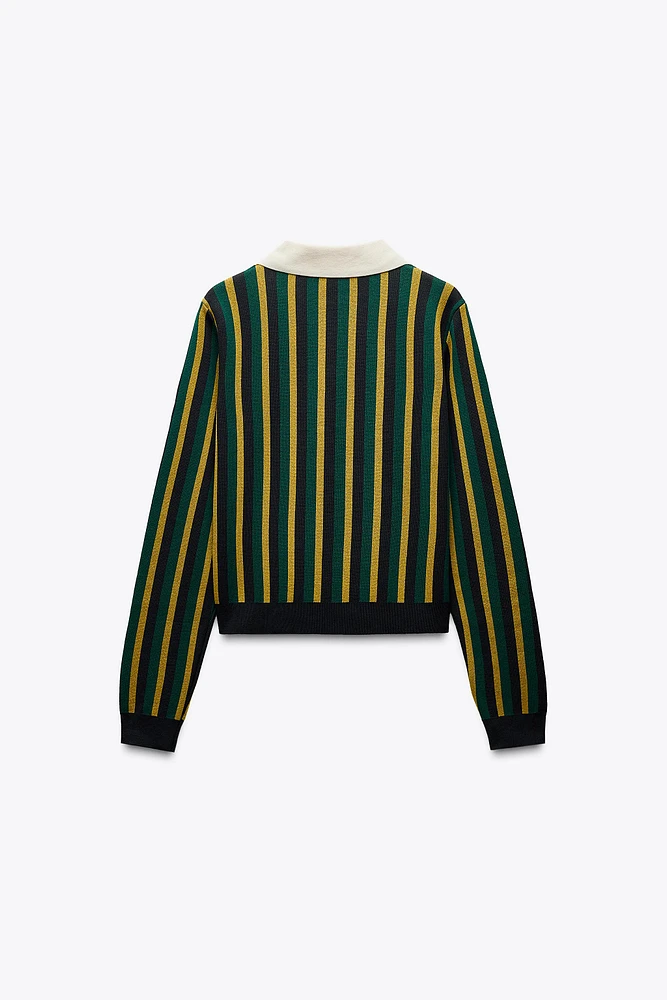 PULL POLO EN MAILLE À RAYURES