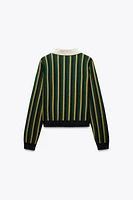 PULL POLO EN MAILLE À RAYURES