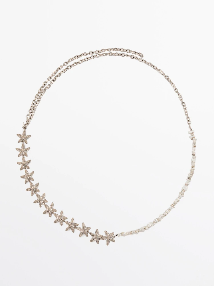 Chain belt with star rhinestones
