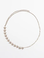 Chain belt with star rhinestones