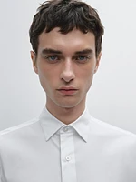 Chemise slim fit élastiquée en coton mélangé