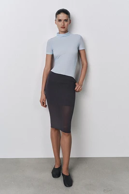 HIGH NECK TOP WITH POLYAMIDE