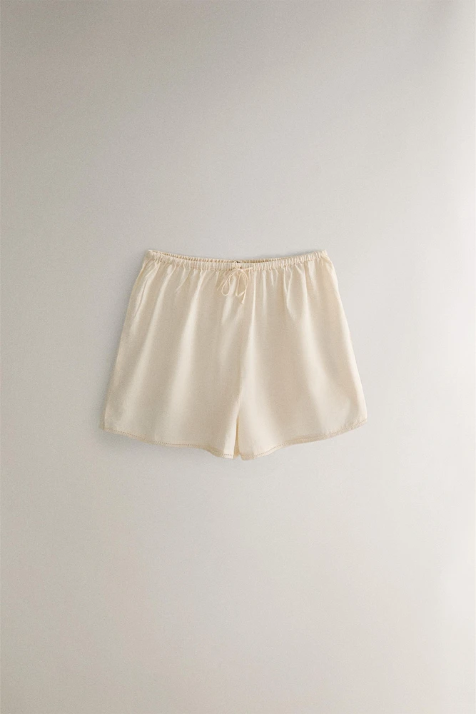 EMBROIDERED COTTON SHORTS