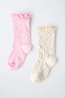 LOT DE DEUX PAIRES CHAUSSETTES AVEC DENTELLE RAPPORTÉE