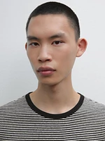 Striped linen and cotton T-shirt