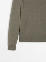 100% cashmere knit polo collar sweater