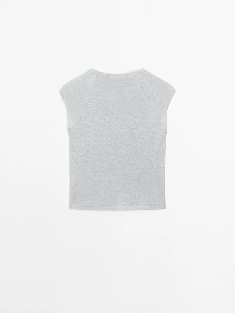 T-shirt léger bord-côte 100 % lin
