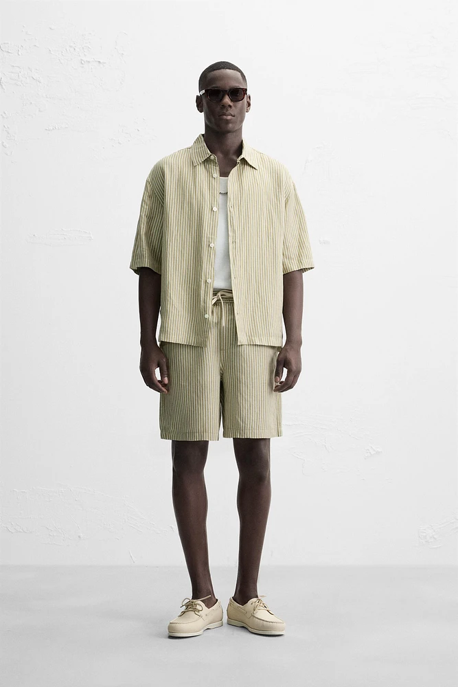 CHEMISE RAYURES LIN - VISCOSE