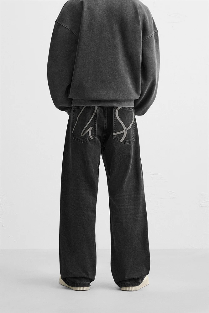 JEAN BAGGY À BRODERIES