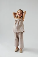 EMBROIDERED COTTON LINEN TOP