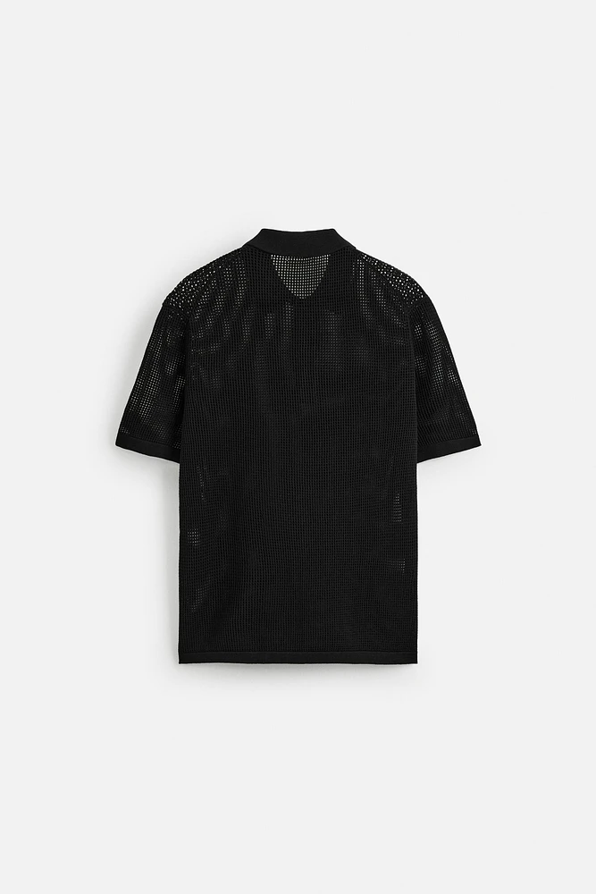 KNIT LACE POLO SHIRT