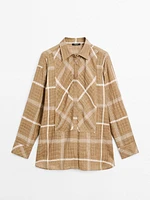 Chemise à carreaux fluide en lin mélangé
