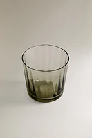 GLASS TUMBLER WITH LINE DESIGN