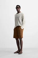 RELAXED FIT PLEATED BERMUDA SHORTS