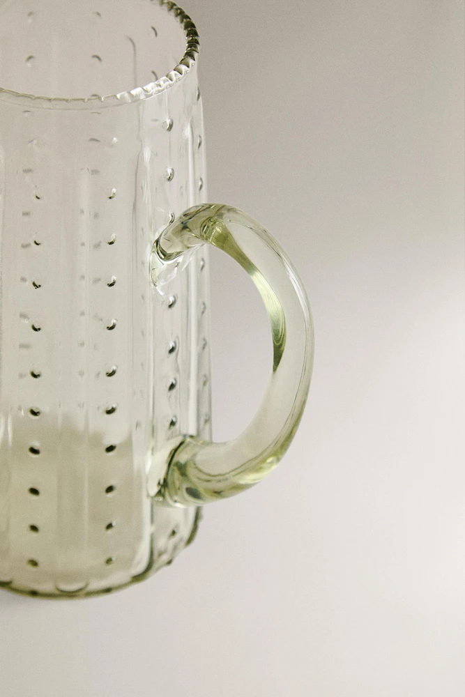 RAISED DESIGN GLASS PITCHER