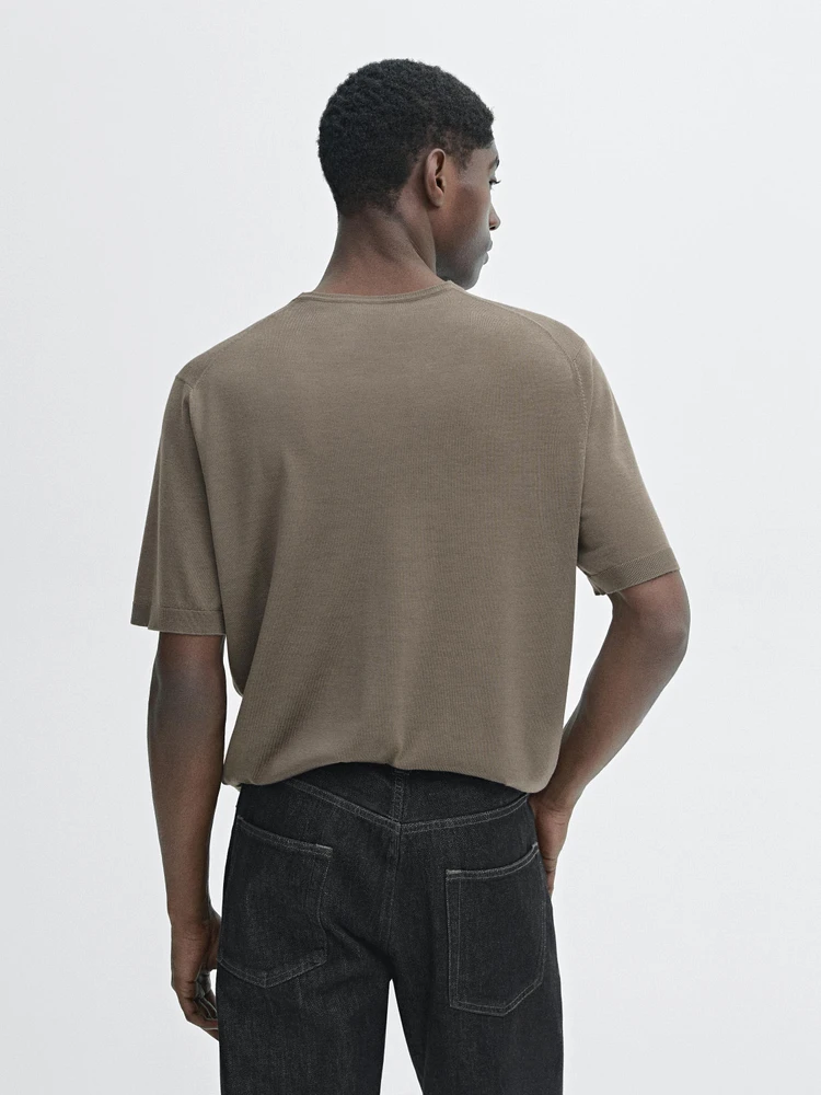 T-shirt en maille 100 % laine mérinos