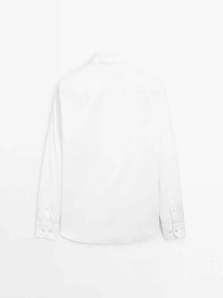 Chemise slim fit élastiquée en coton mélangé