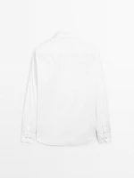 Chemise slim fit élastiquée en coton mélangé