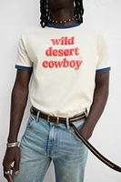 RIB CONTRAST TEXT T-SHIRT