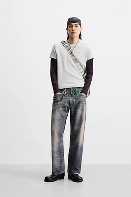 T-SHIRT CROPPED FIT STRUCTURÉ QUADRILLÉ