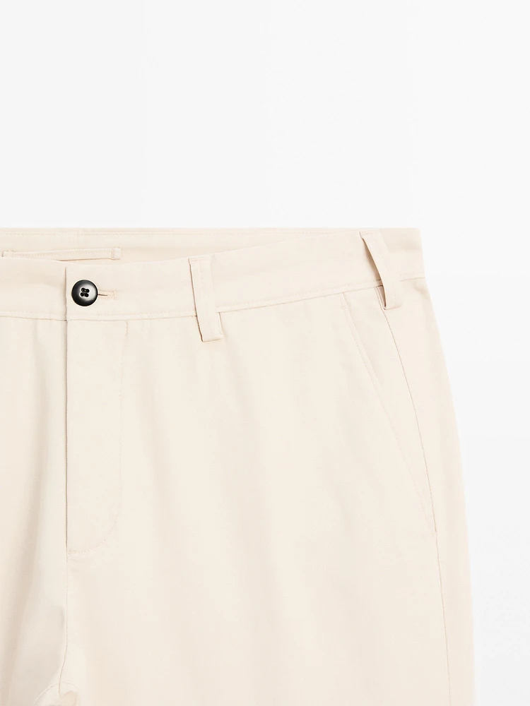 Pantalon slim en toile de coton mélangé