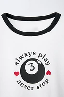 CONTRAST TEXT RIBBED T-SHIRT