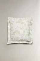 TOILE DE JOUY SATEEN PILLOWCASE WITH PALM TREES