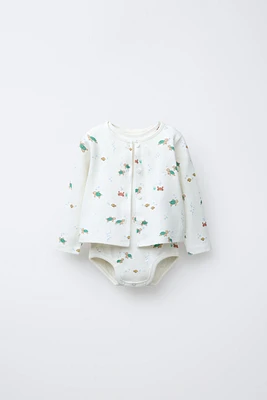 POINTELLE SEA BODYSUIT AND JACKET SET
