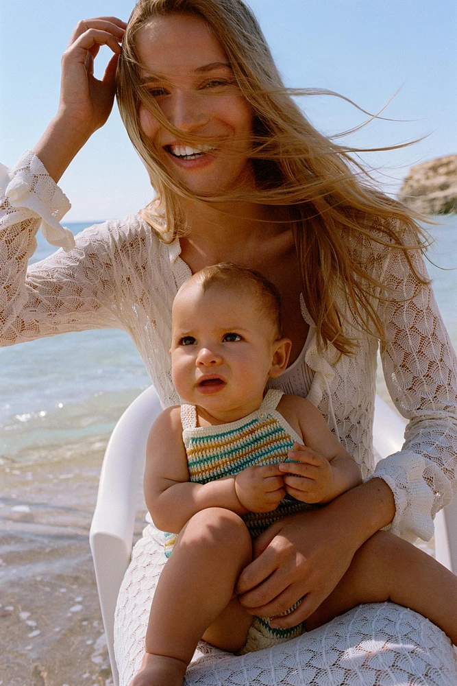 STRIPED KNIT ROMPER