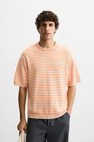 STRIPED TEXTURED KNIT T-SHIRT