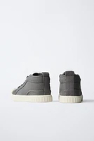 COTTON HIGH-TOP SNEAKERS