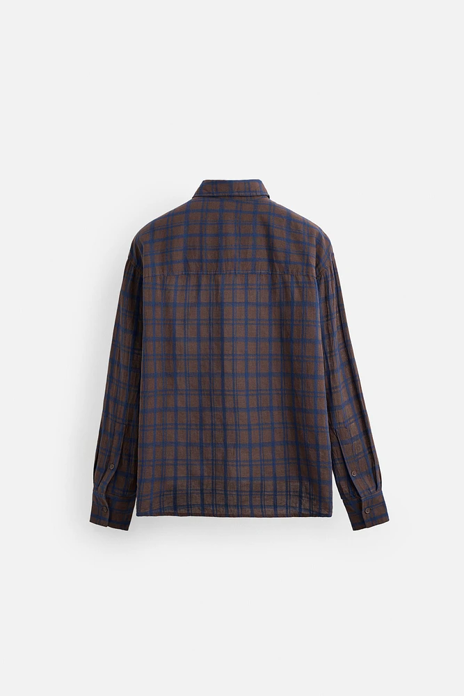 COTTON - LINEN PLAID SHIRT