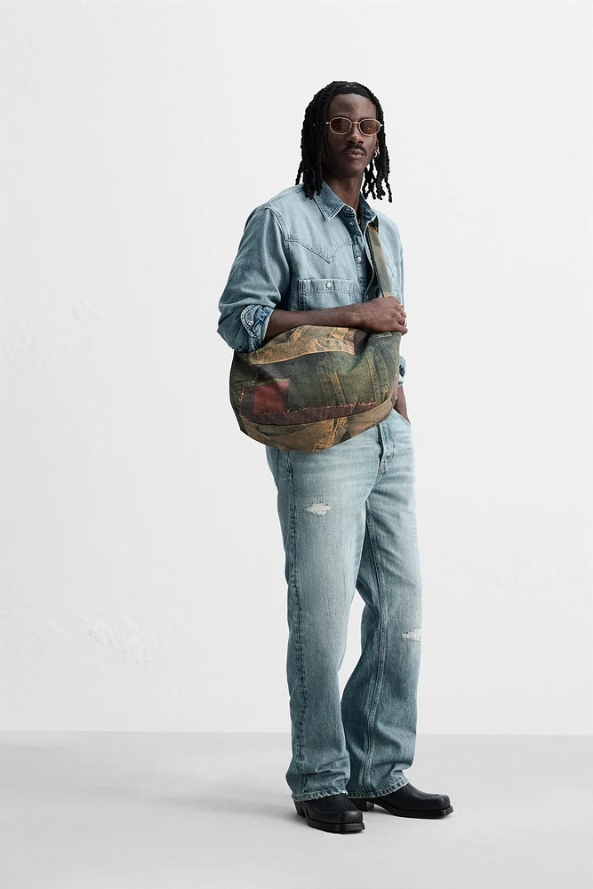 SAC ÉPAULE IMPRIMÉ DENIM