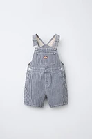 STRIPED TWILL OVERALL SHORTS