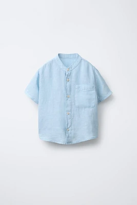 CHEMISE À COL MAO EN LIN