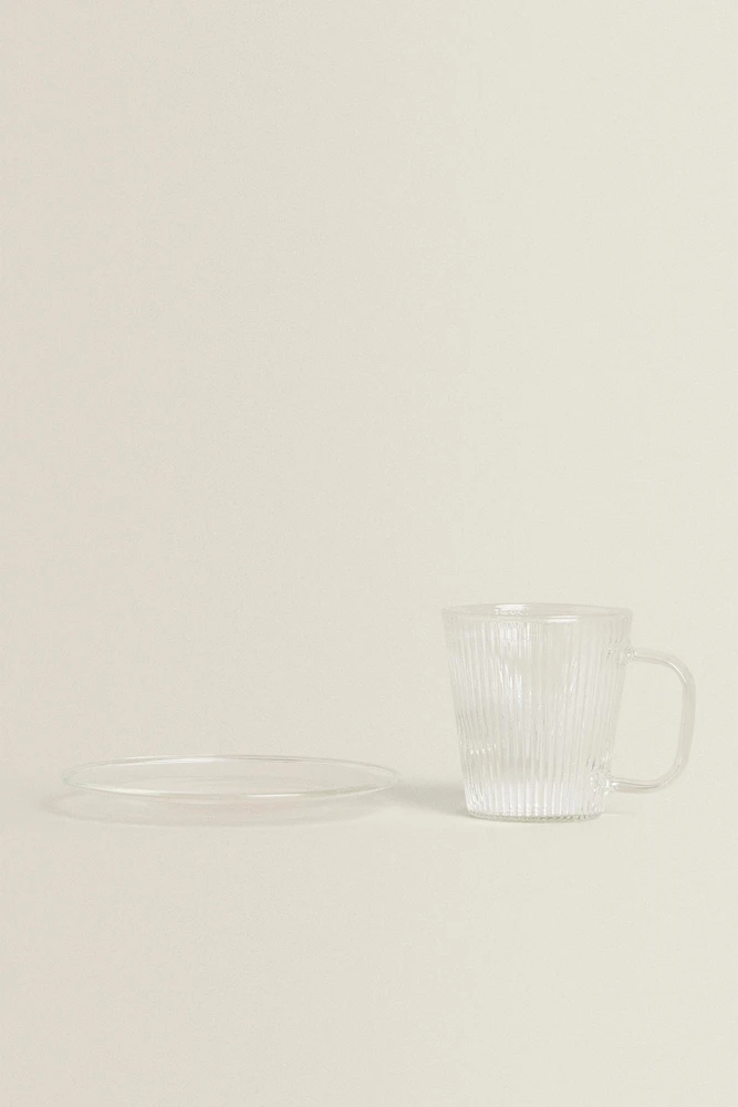 BOROSILICATE GLASS COFFEE CUP AND SAUCER