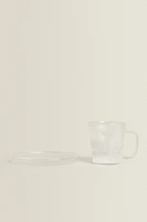 BOROSILICATE GLASS COFFEE CUP AND SAUCER