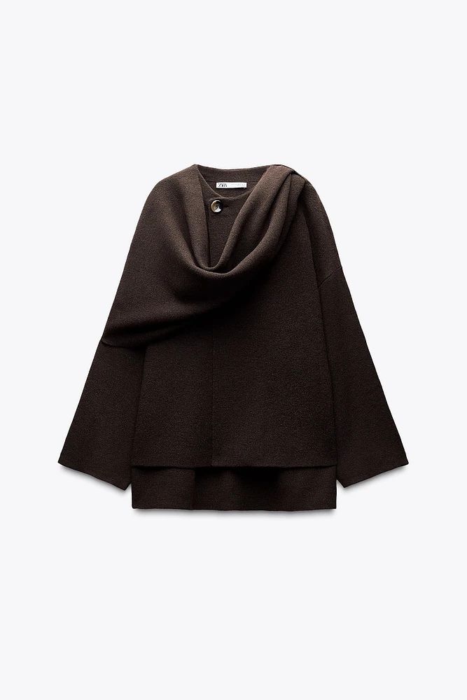 SHORT KNIT SCARF COAT