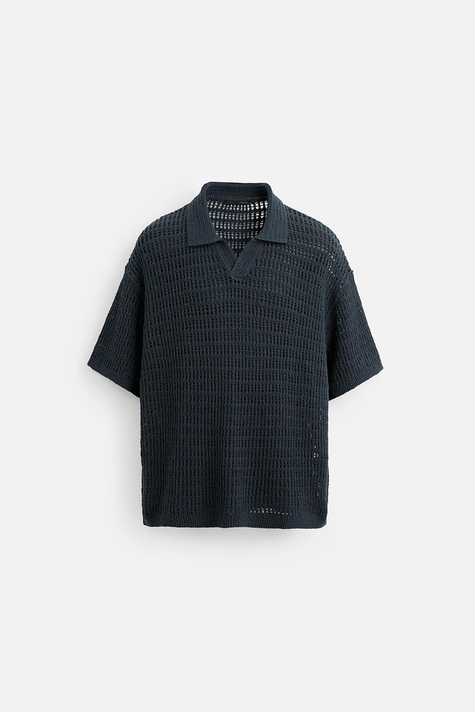 KNIT LACE POLO SHIRT