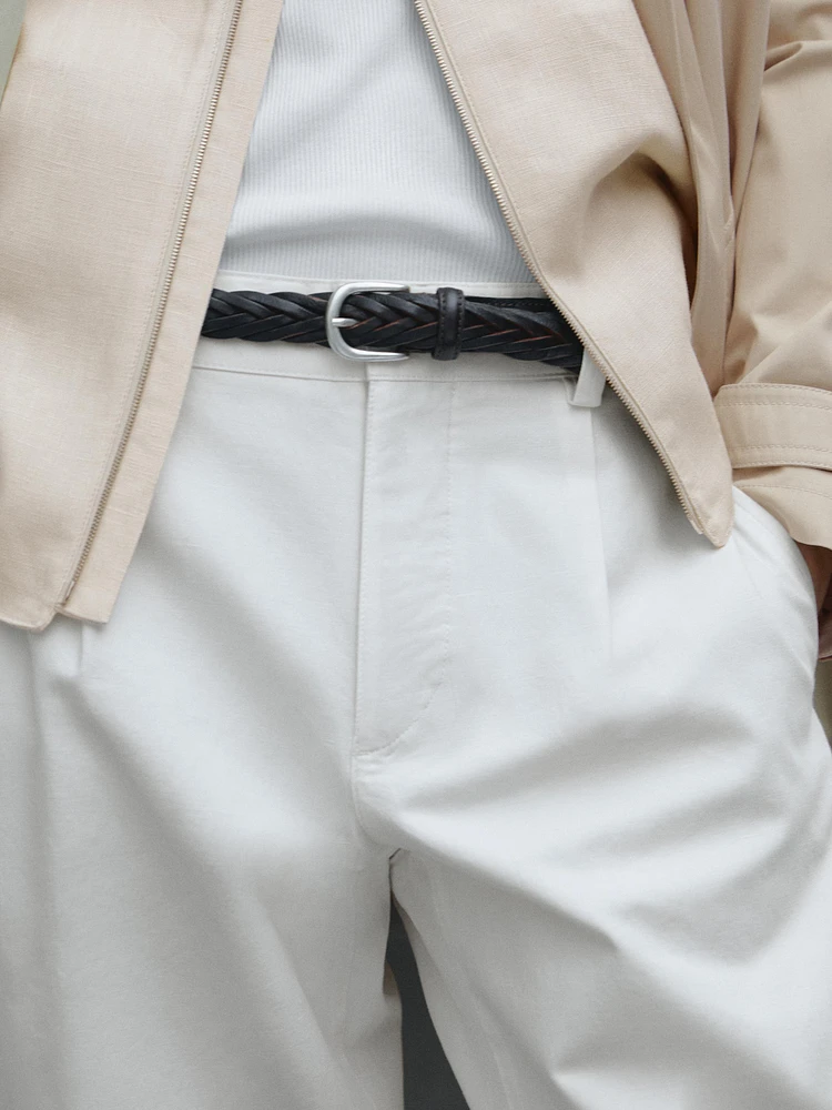 Pantalon relaxed fit en coton mélangé