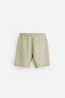 STRIPED LINEN VISCOSE SHORTS