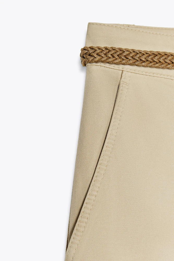 BRAIDED BELTED CHINO PANTS