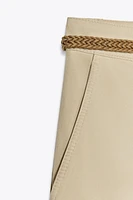BRAIDED BELTED CHINO PANTS