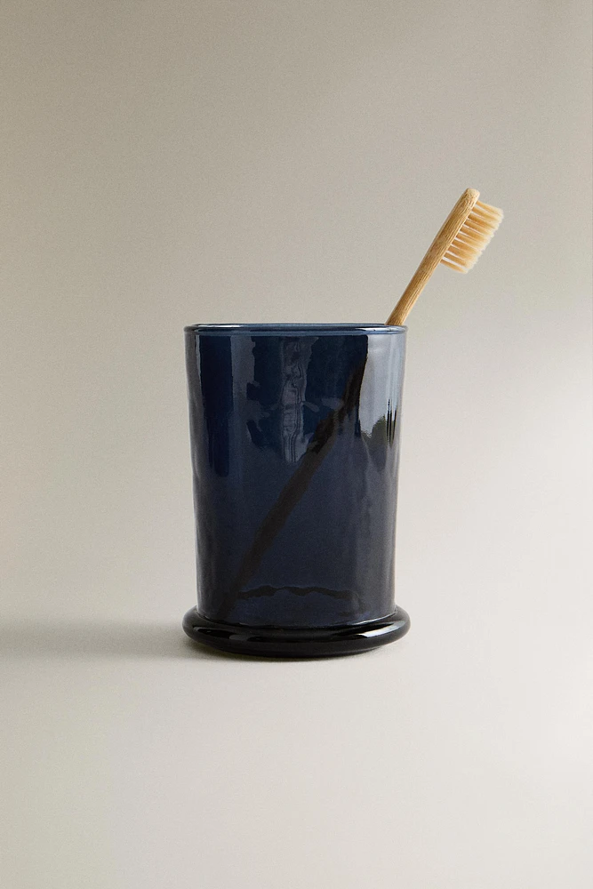 PORTE-BROSSES À DENTS BLEU VERRE RECYCLABLE