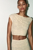 TOP DRAPÉ EN DENTELLE AVEC STRASS