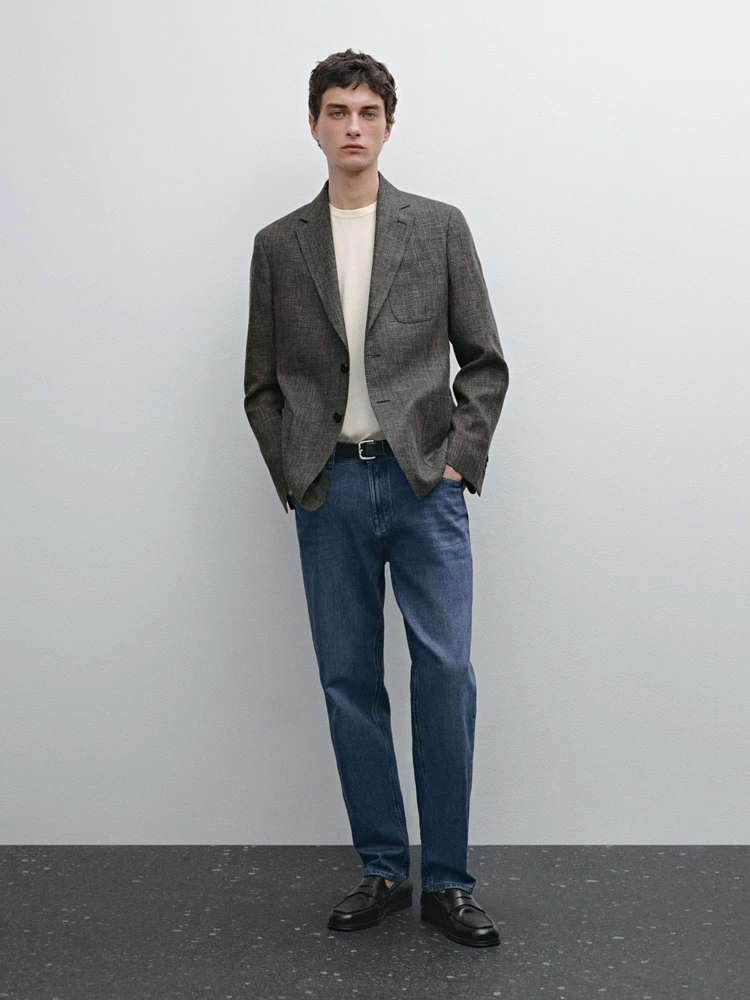 Linen and cotton blend blazer